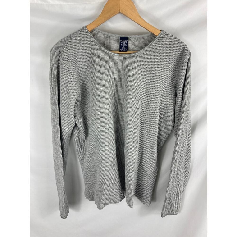 Lands End Grey Waffle Knit Top Size Medium